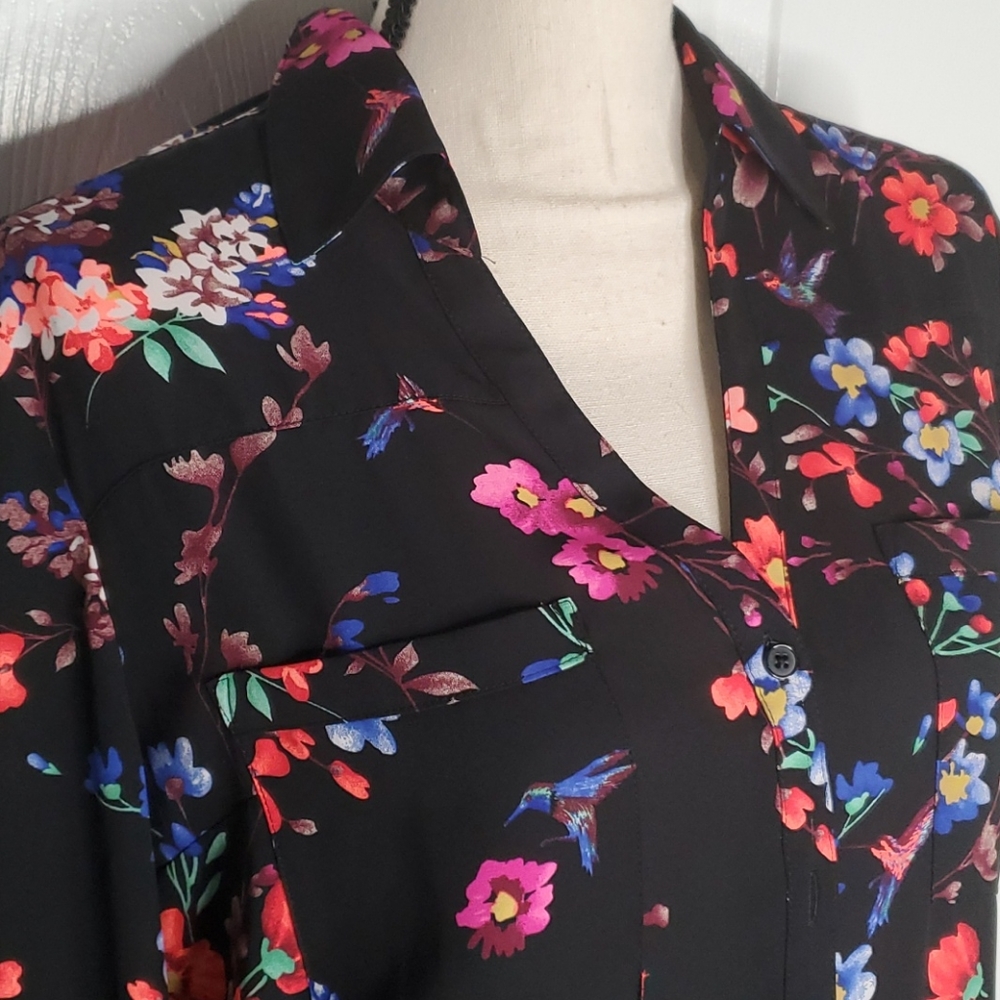 Pre-owned Express Portofino Floral Blouse size L - Picture 4 of 7